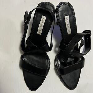 ANN MARINO BLACK LEATHER SANDALS OPEN TOE‎ SIZE 11 M
